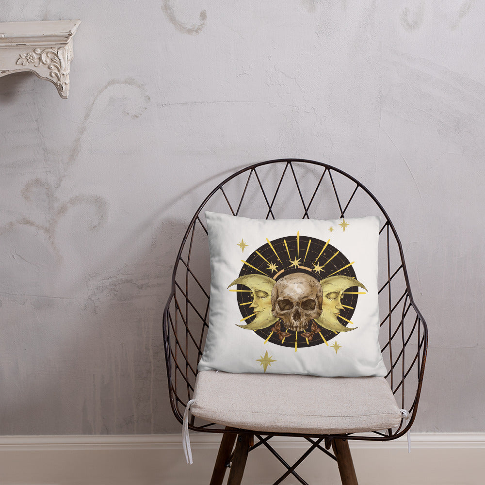 Skull and Moons Throw Pillow
