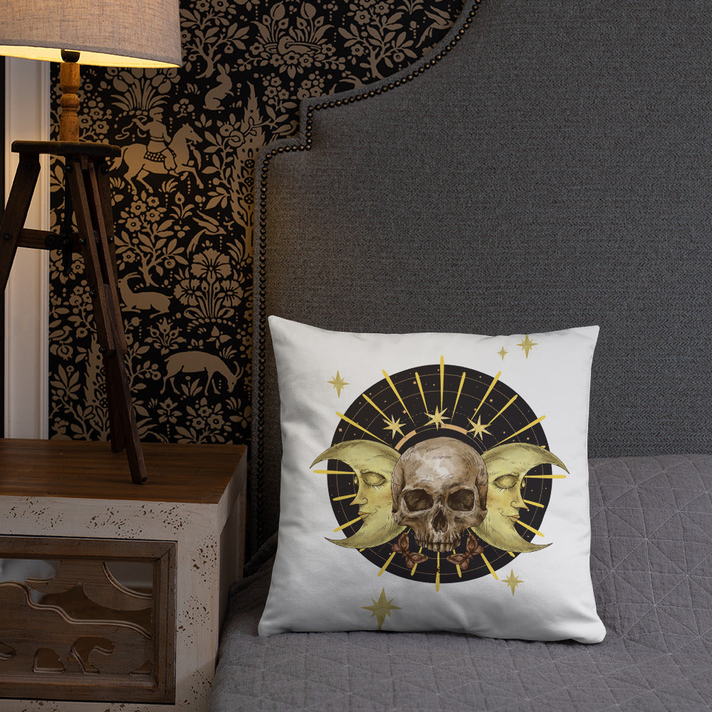 Skull and Moons Throw Pillow