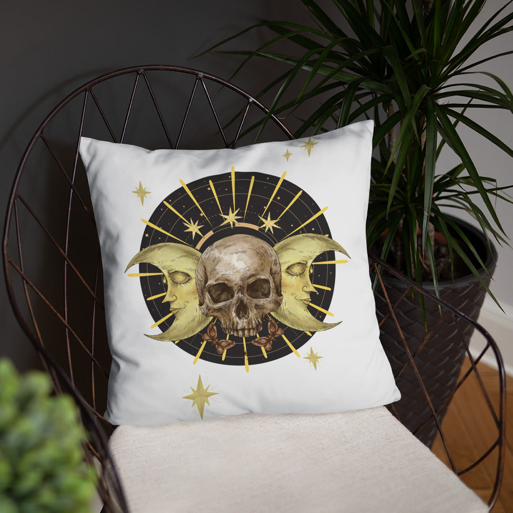 Skull and Moons Throw Pillow