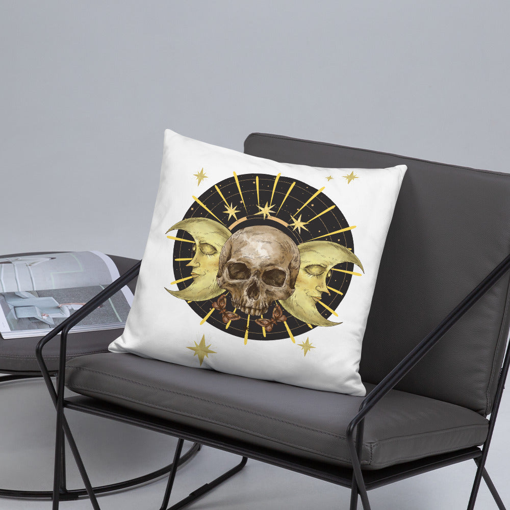 Skull and Moons Throw Pillow