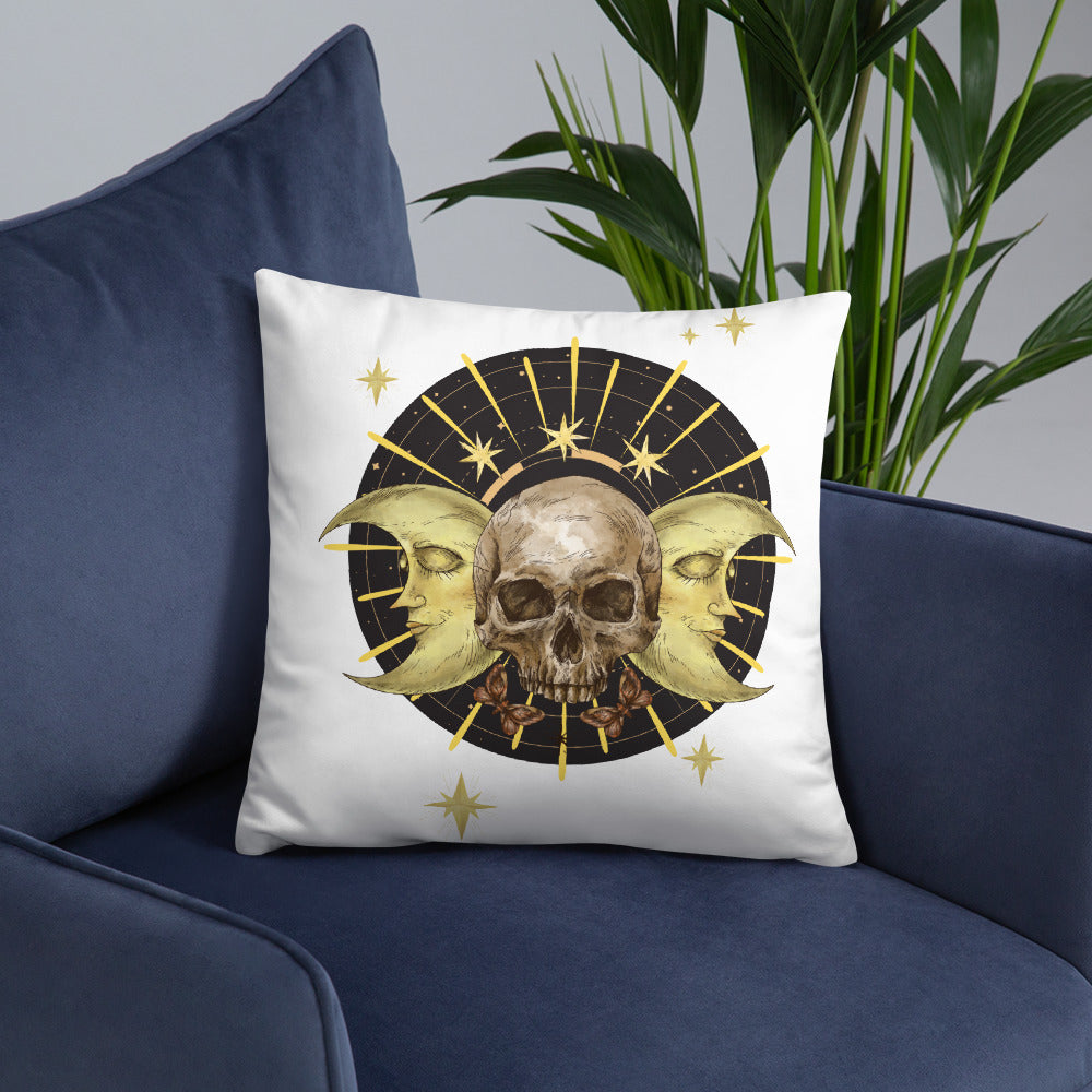 Skull and Moons Throw Pillow