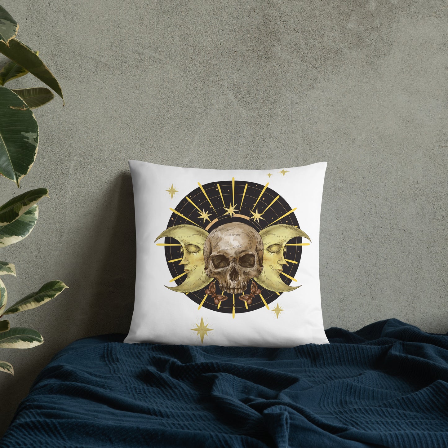 Skull and Moons Throw Pillow