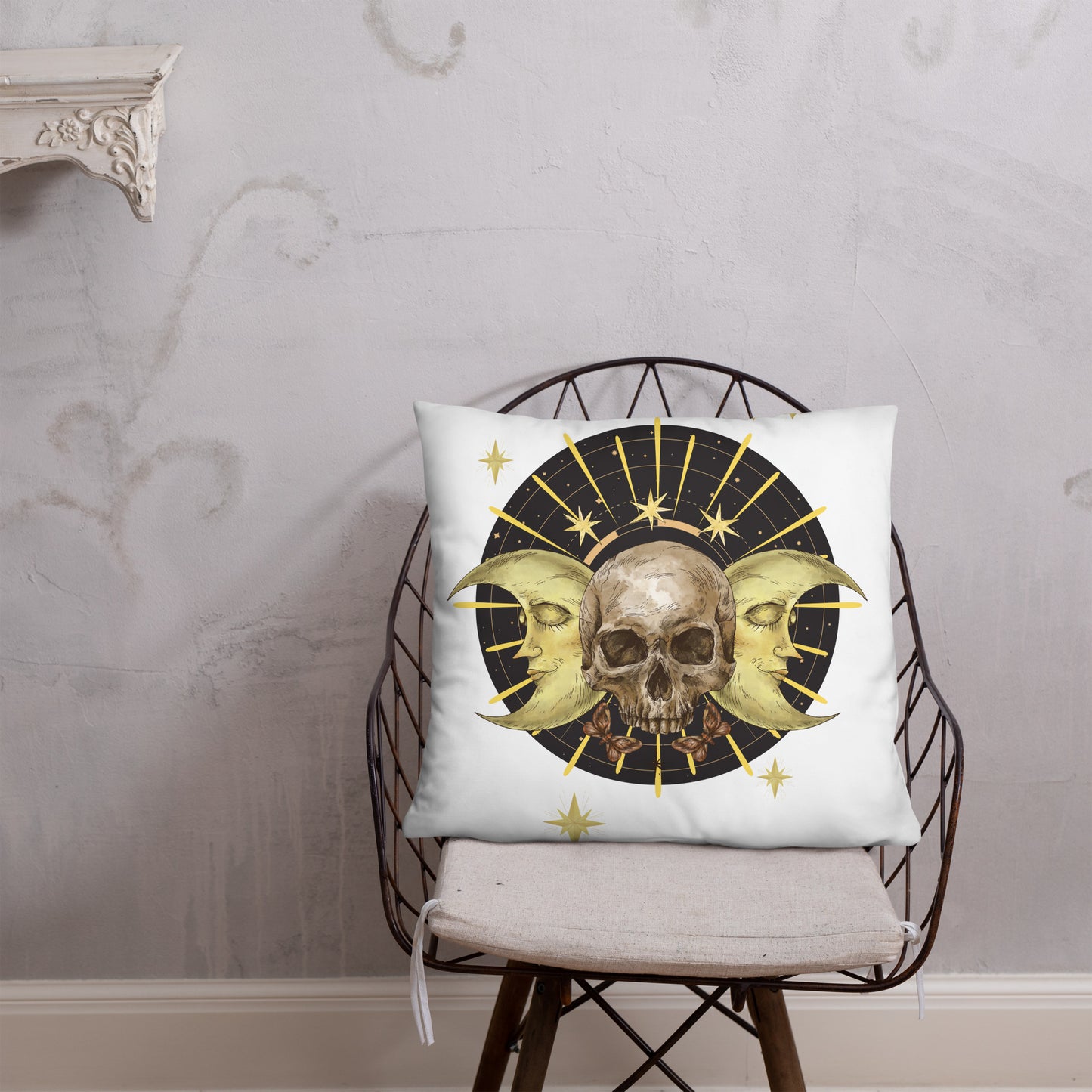 Skull and Moons Throw Pillow