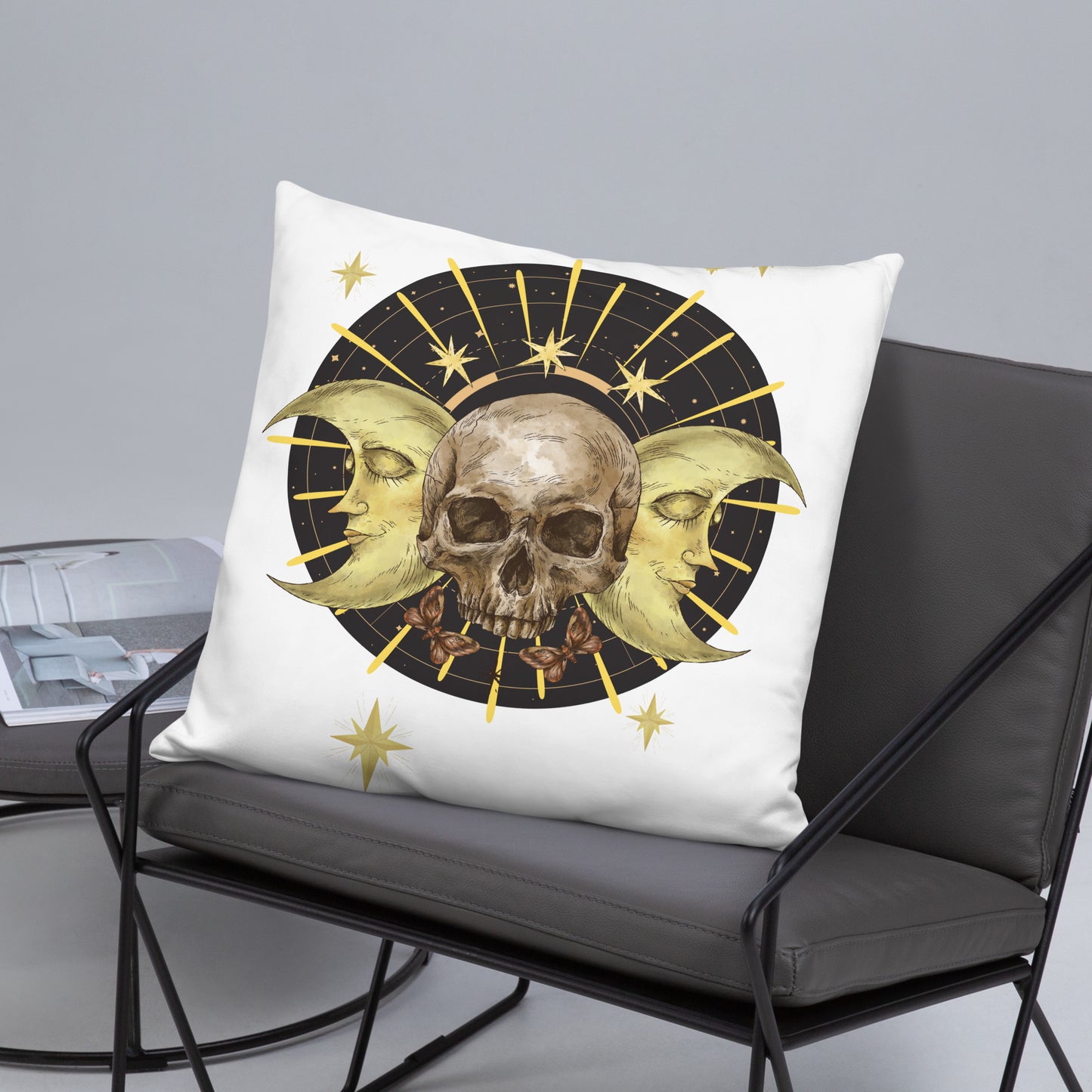 Skull and Moons Throw Pillow