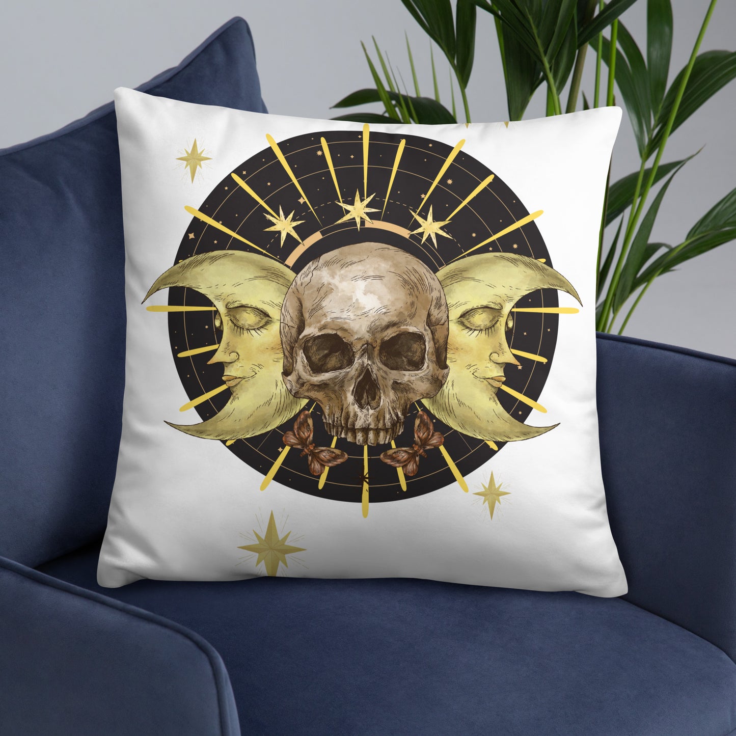 Skull and Moons Throw Pillow