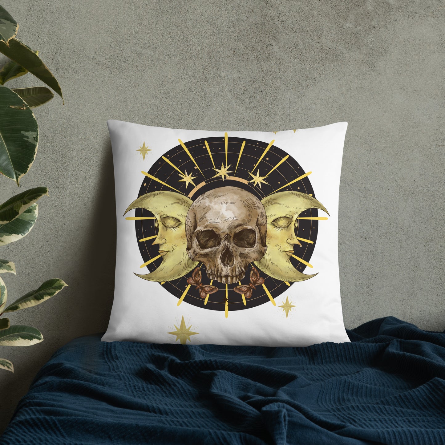 Skull and Moons Throw Pillow