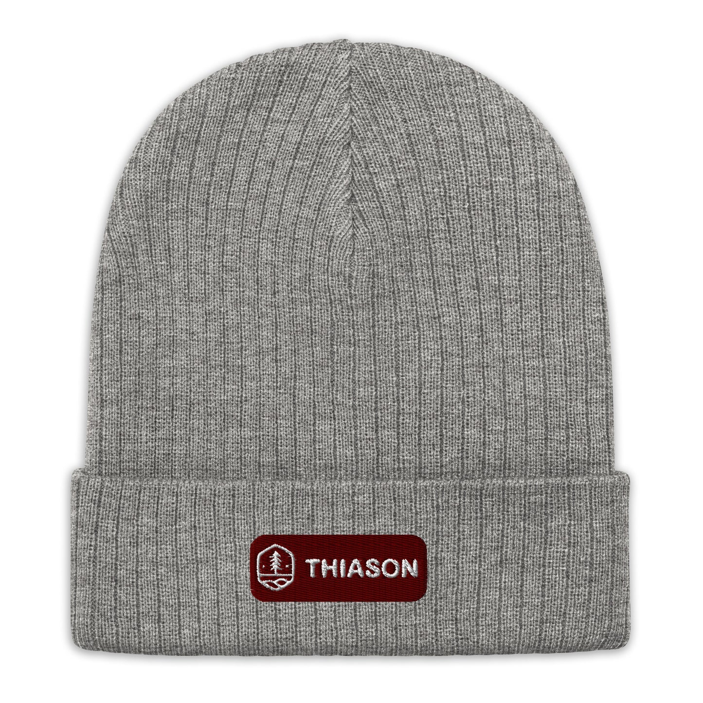 THIASON BROWN LOGO Ribbed knit beanie