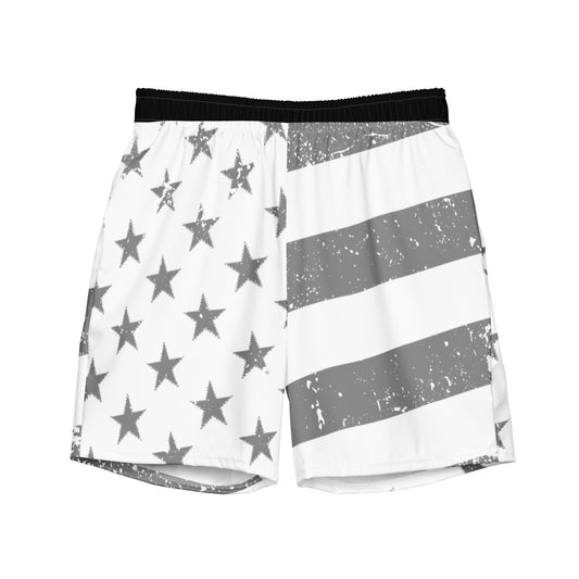 Black and White USA Flag Men's swim trunks