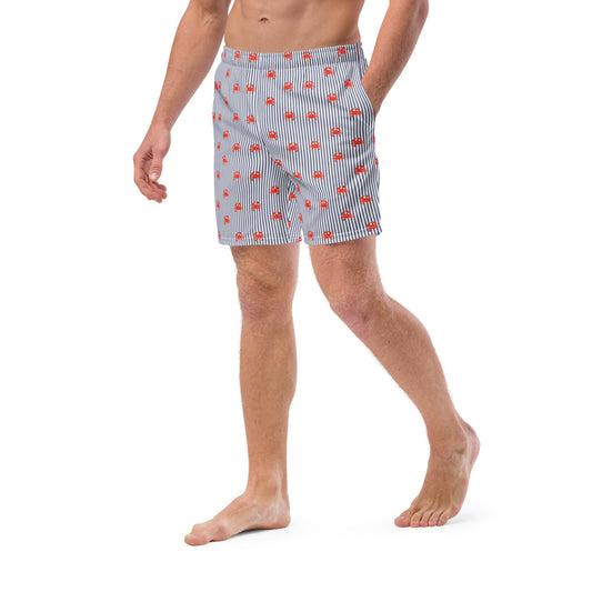 Thiason Men's Seersucker Crab Design swim trunks