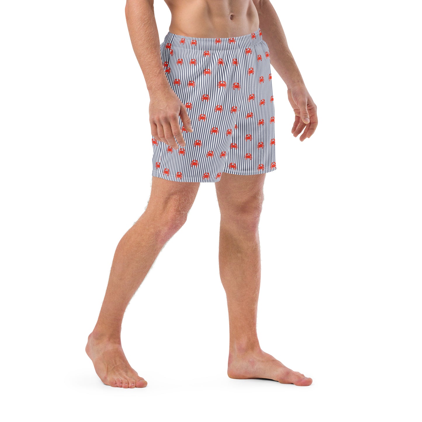 Thiason Men's Seersucker Crab Design swim trunks