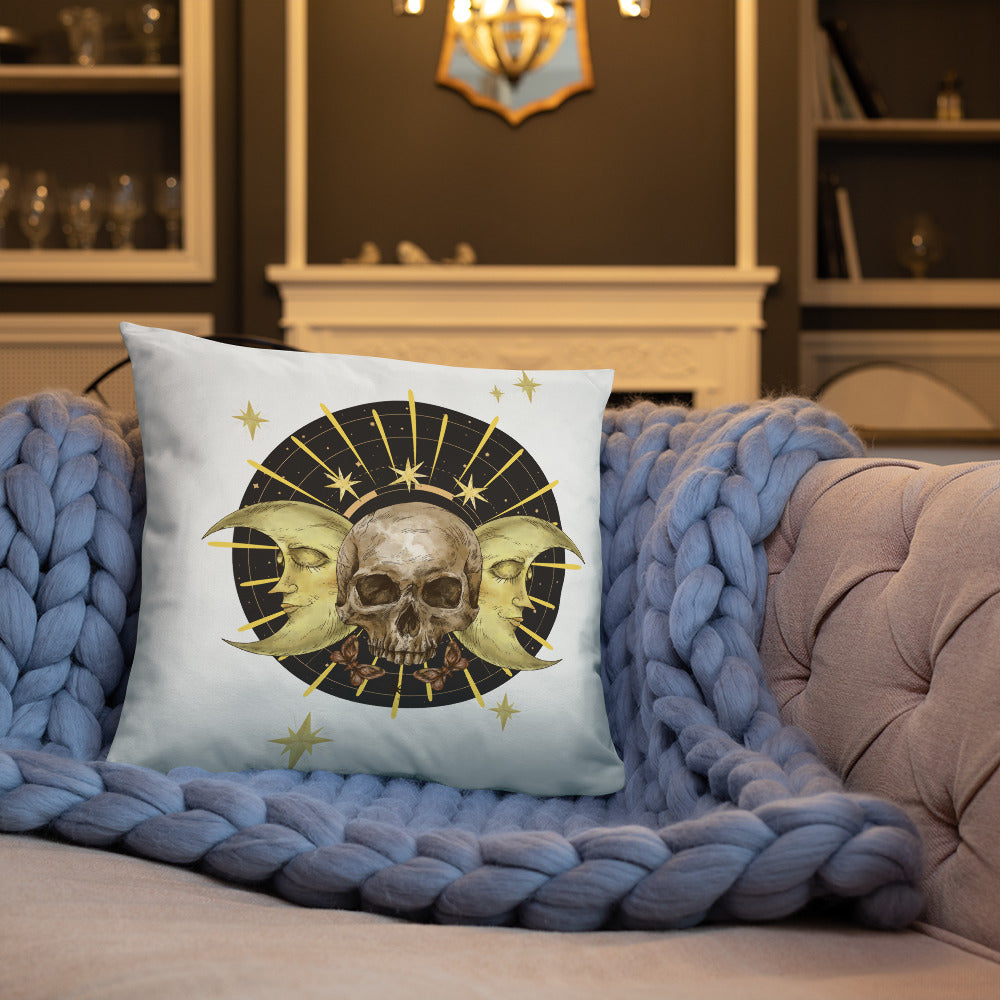 Skull and Moons Throw Pillow