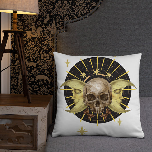 Skull and Moons Throw Pillow