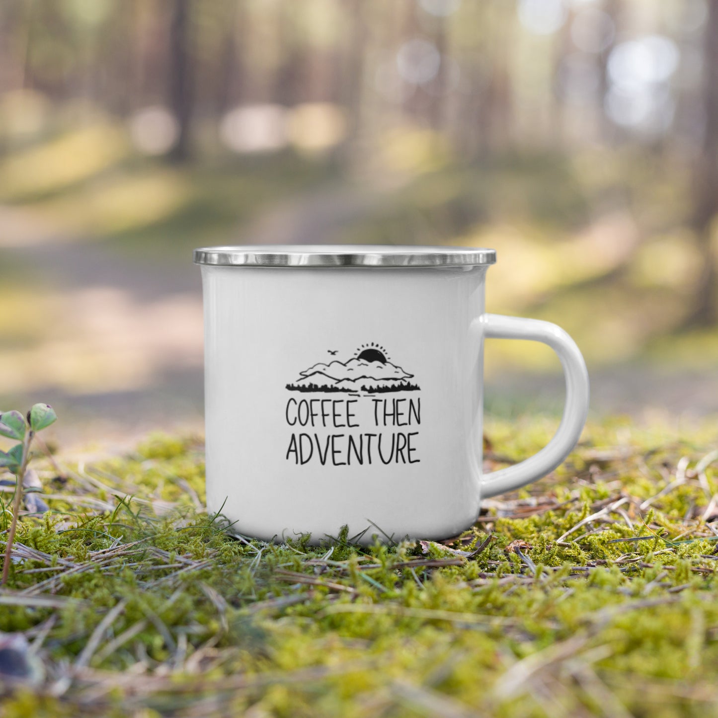 COFFEE THEN ADVENTURE Enamel Mug