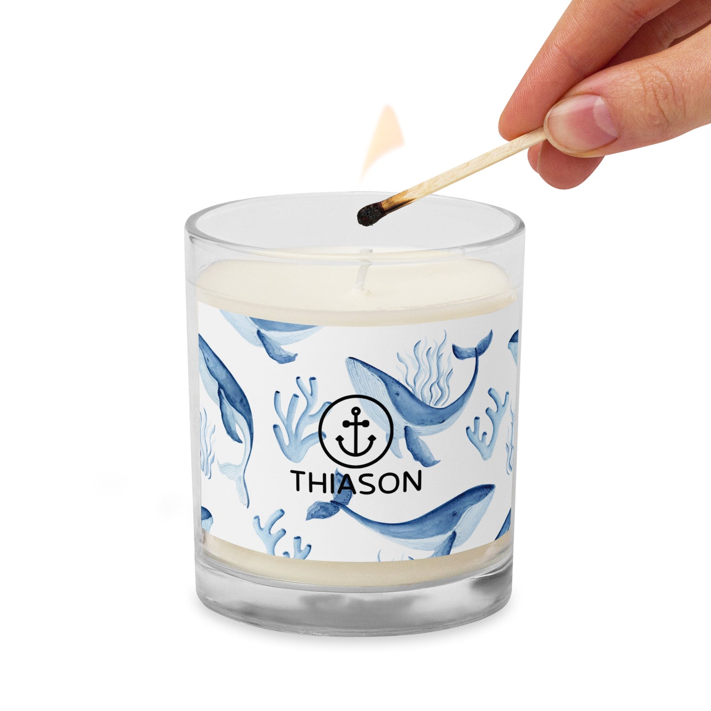 ANCHOR AND WHALES Glass jar soy wax candle