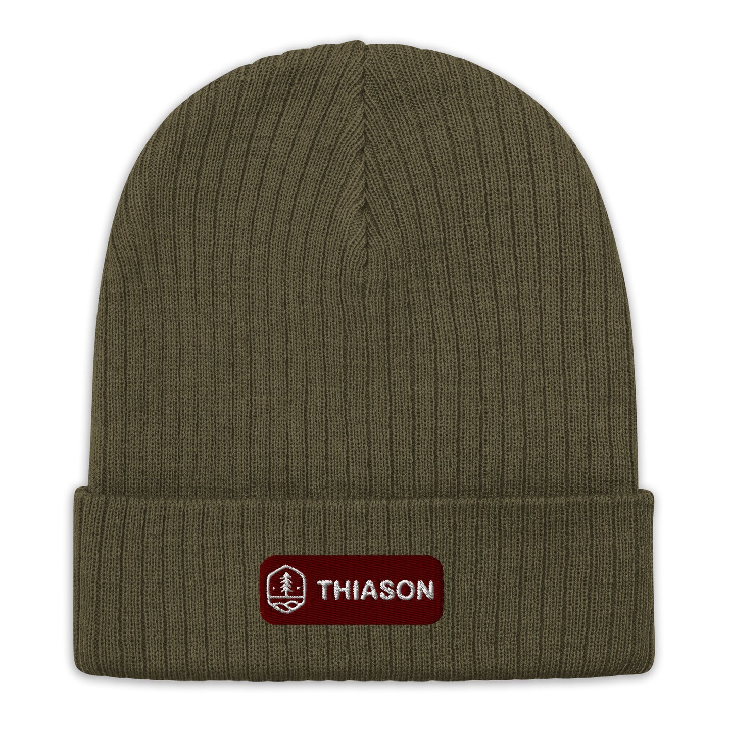 THIASON BROWN LOGO Ribbed knit beanie